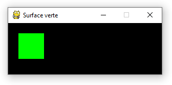 Fentre pygame avec une surface verte ajoutée